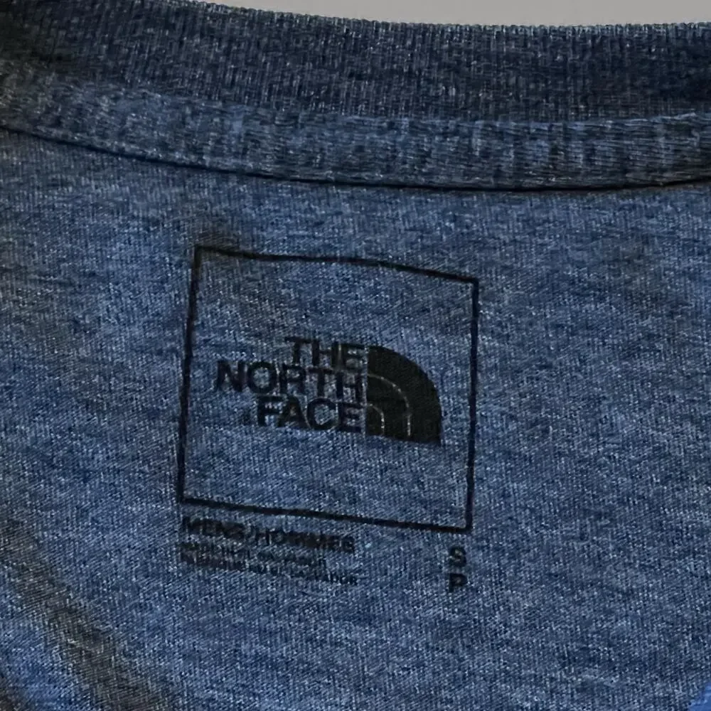 The North Face Logo Tee Shirt Men’s Small Heather Blue Crew Neck Short Sleeve